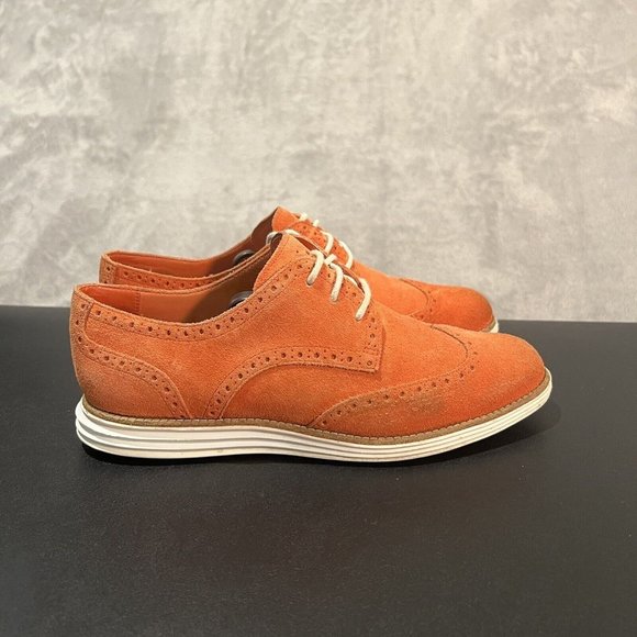 Cole Haan Shoes - Cole Haan Lunargrand Wingtip Oxford Women's 8 B Orange Suede Dress Casual Shoes